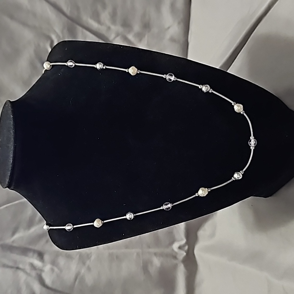 Premier Design Silver Necklace with Pearl, Pink and Silver Beads